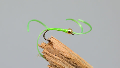 Gold Head Lime Flexi Floss Bloodworm x 3 - Fast Flies top trout flies