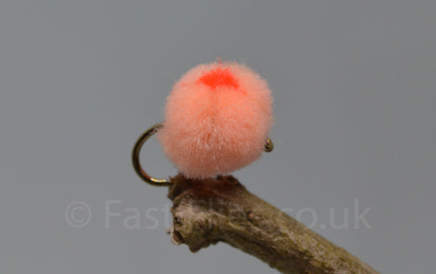 Peach Flame Dot Eggs x 3 - Fast Flies top trout flies