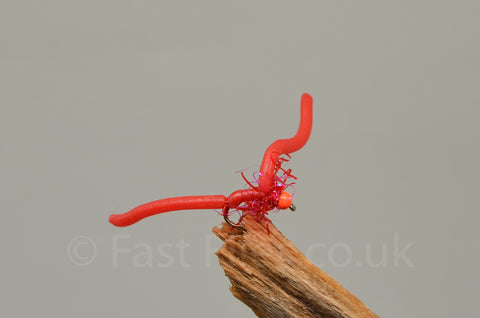 Red Squirmy worm  x 3   (Barbed or Barbless)