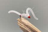 White / Clear squirmy worm x 3   (Barbed or Barbless)
