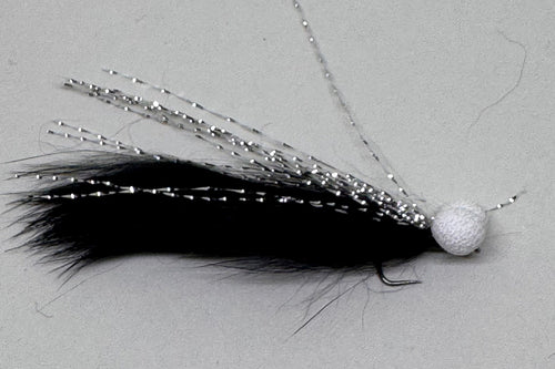 Black & Silver Booby Snake - single hook (Barbless) x 1