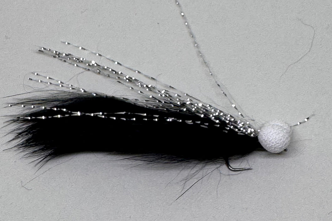 Black & Silver Booby Snake - single hook (Barbless) x 1