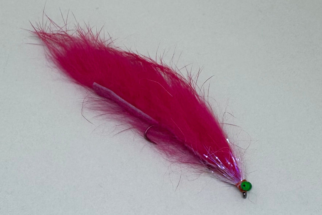 Pink green eyed Snake (single hook)  (Barbless)