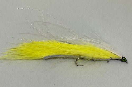 Yellow & White Snake (single long shank hook) Barbless x 1