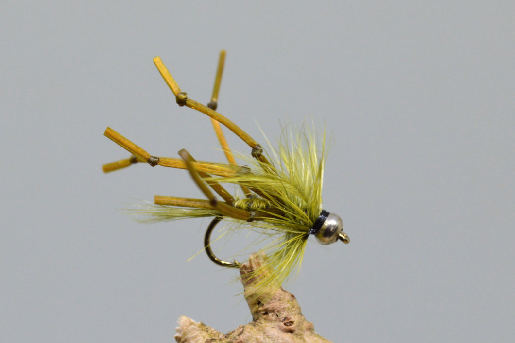 Gold Head Olive Flexi Floss Daddy Longlegs x 3  (Barbed)