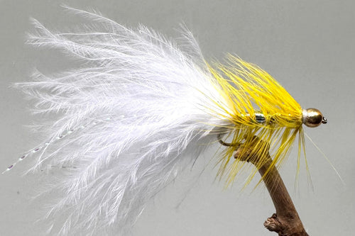 Gold Head Yellow Dancer White Tail x 3   (Barbed or Barbless)