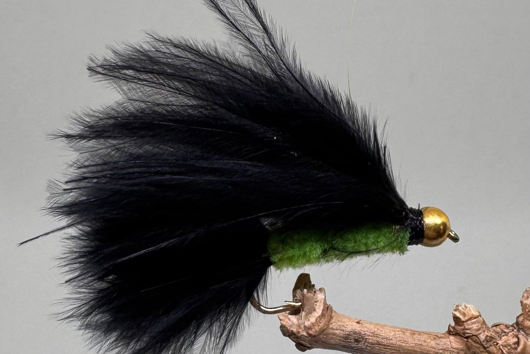 Gold Head Black/Green Cats Whisker x 3  (Barbed)