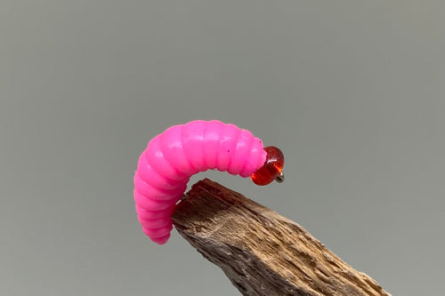 Bright pink Jelly Maggots x 3  (Barbed)