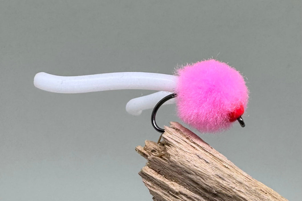 Red head pink soft body worm x 3 (Barbless)