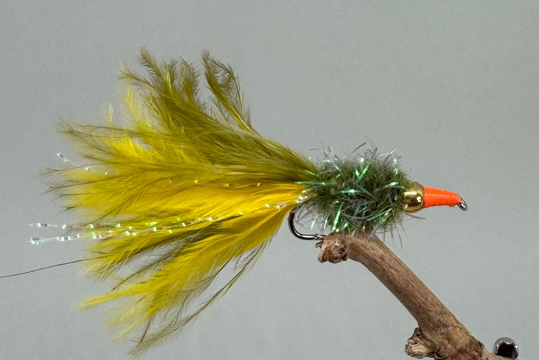 Gold Head Dawson Olive with Orange nose x 3  (Barbed)