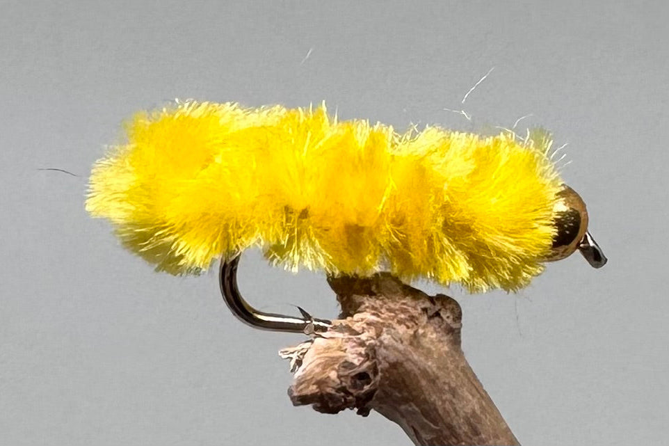 Gold Head Mop Head Yellow x 3  (Barbed)