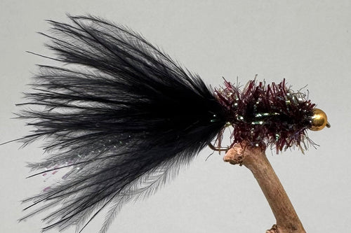 Gold Head Black Fritz Woolly Bugger x 3  (Barbed)