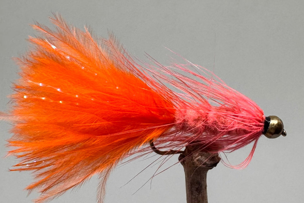 Gold Head Orange Woolly Bugger x 3  (Barbed)