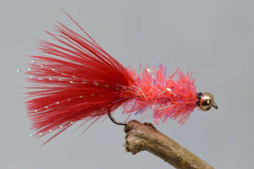 Gold Head Red Fritz Woolly Bugger x 3  (Barbed)