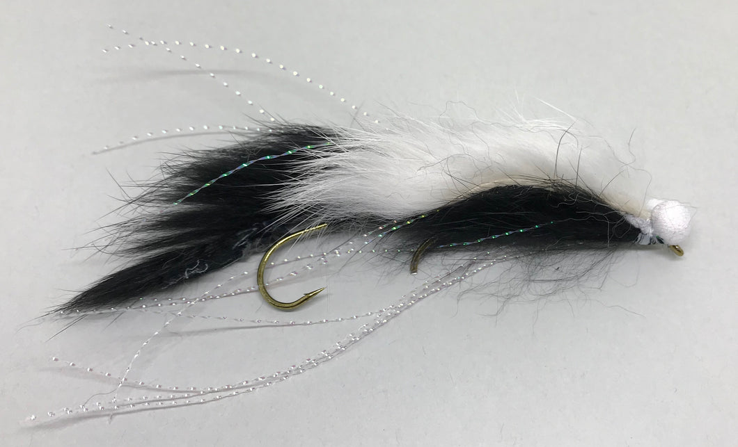 Black & White Boobie Snake x 1 (with Long Shank - Single hooked) (Barbed)