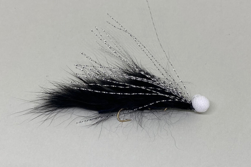 Boobie Black & Silver Snake x 1 - (Single long shank hook) (Barbed)