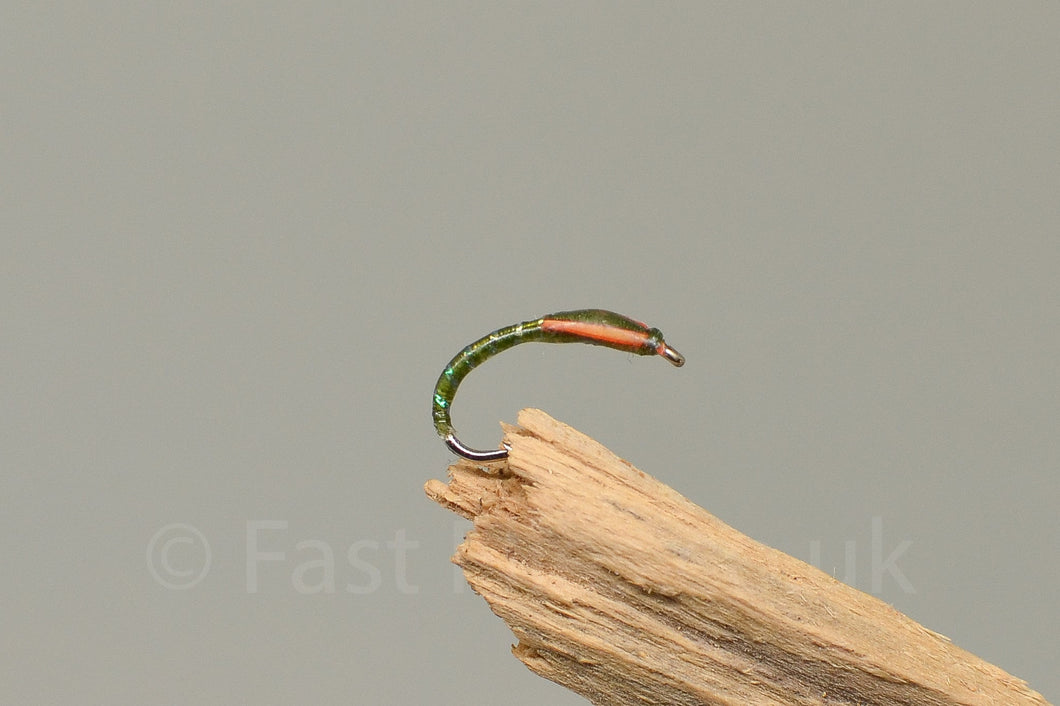 Olive pearl rib with orange cheek x 3. (Barbed)