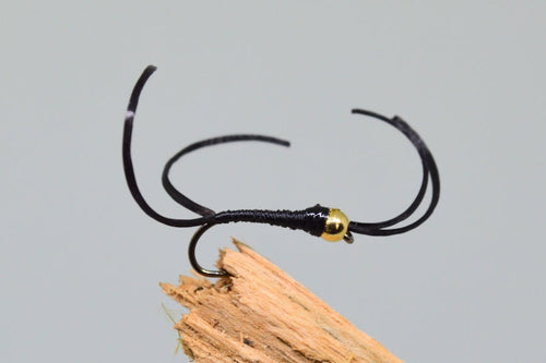 Gold Head Black Flexi Floss Bloodworm x 3 - Fast Flies top trout flies