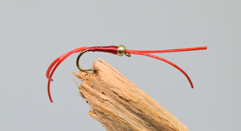Gold Head Red Flexi Floss Bloodworm x 3 - Fast Flies top trout flies