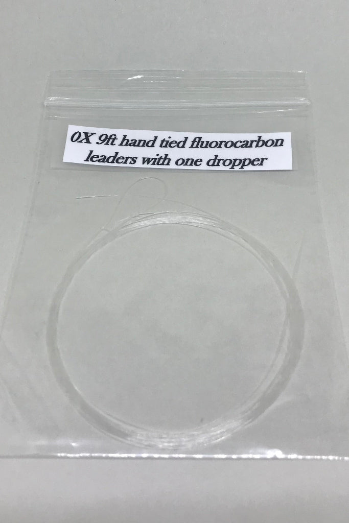 0X, 1X, 3X & 4X 9ft Hand tied fluorocarbon leaders with one dropper