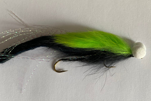 Black & Green Boobie (Double hooked) Snake x 1  (Barbed)