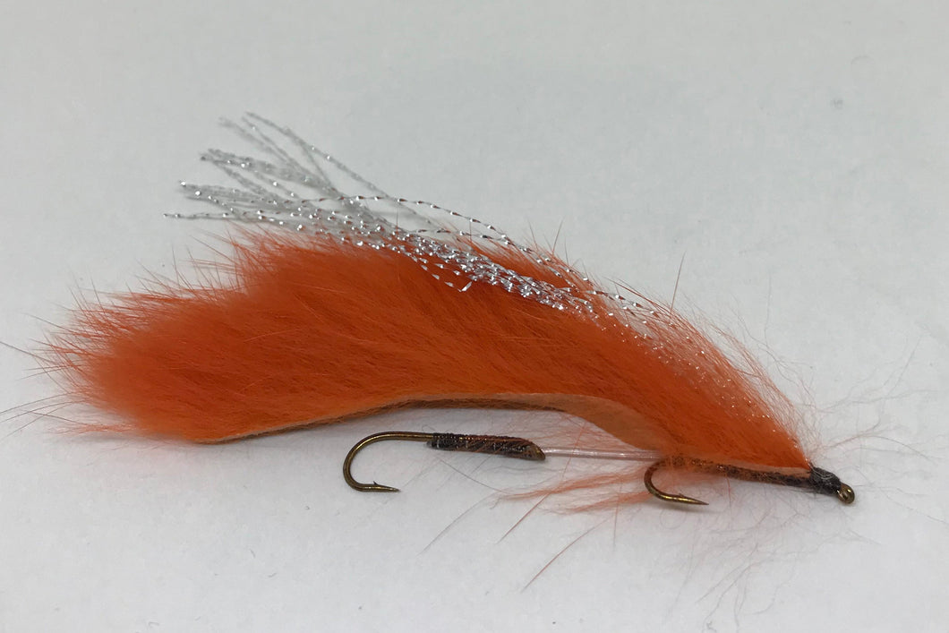 Orange Snake x 1 - (Double long shank hook)  (Barbed)