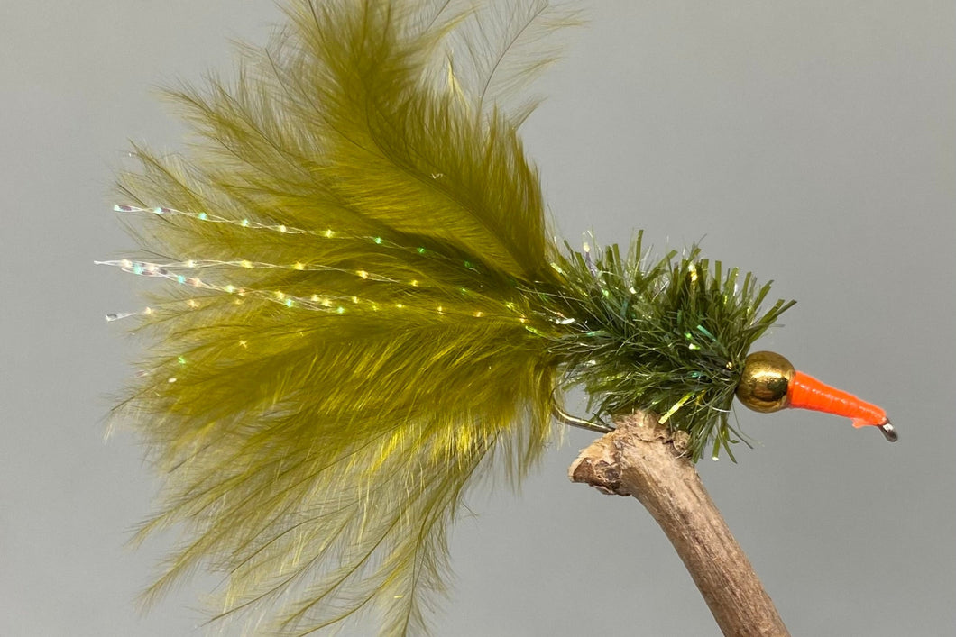 Gold Head olive nomad orange nose x 3  (Barbed)