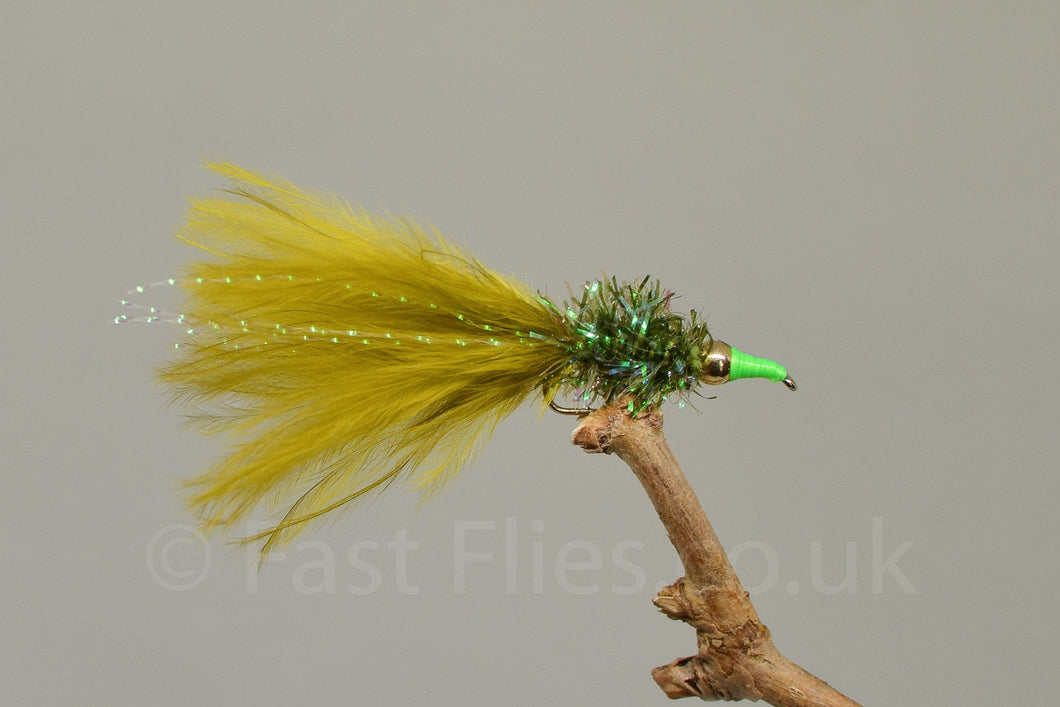 Gold Head Dawson olive nomad lime nose Mini x 3  (Barbed)