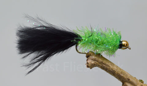 Gold Head Black & Green Fritz Woolly Bugger x 3 - Fast Flies top trout flies