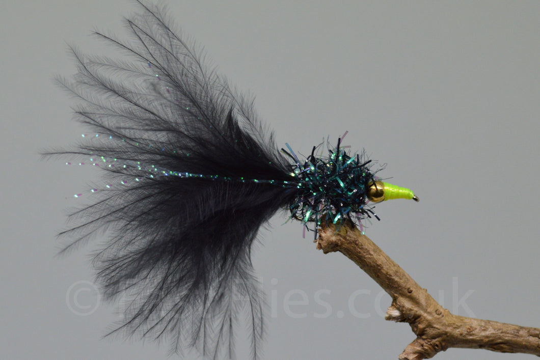 Gold Head Black Nomads Lime Nose x 3 - Fast Flies top trout flies