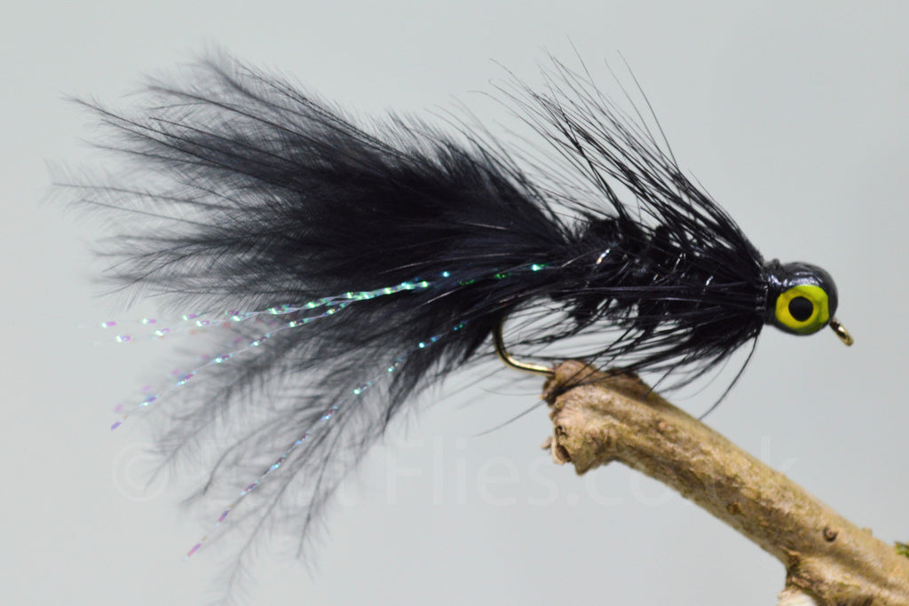 Troutflies UK Dog Nobbler Streamers – 6-Pack Black Ghost, Size 10, Trout Flies, Made In UK