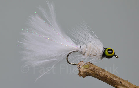 Lead Head White Dog Nobbler x 3 - Fast Flies top trout flies