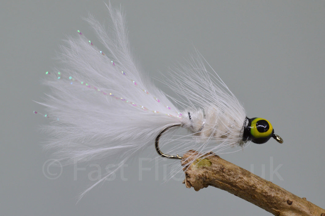 Lead Head White Dog Nobbler x 3 - Fast Flies top trout flies