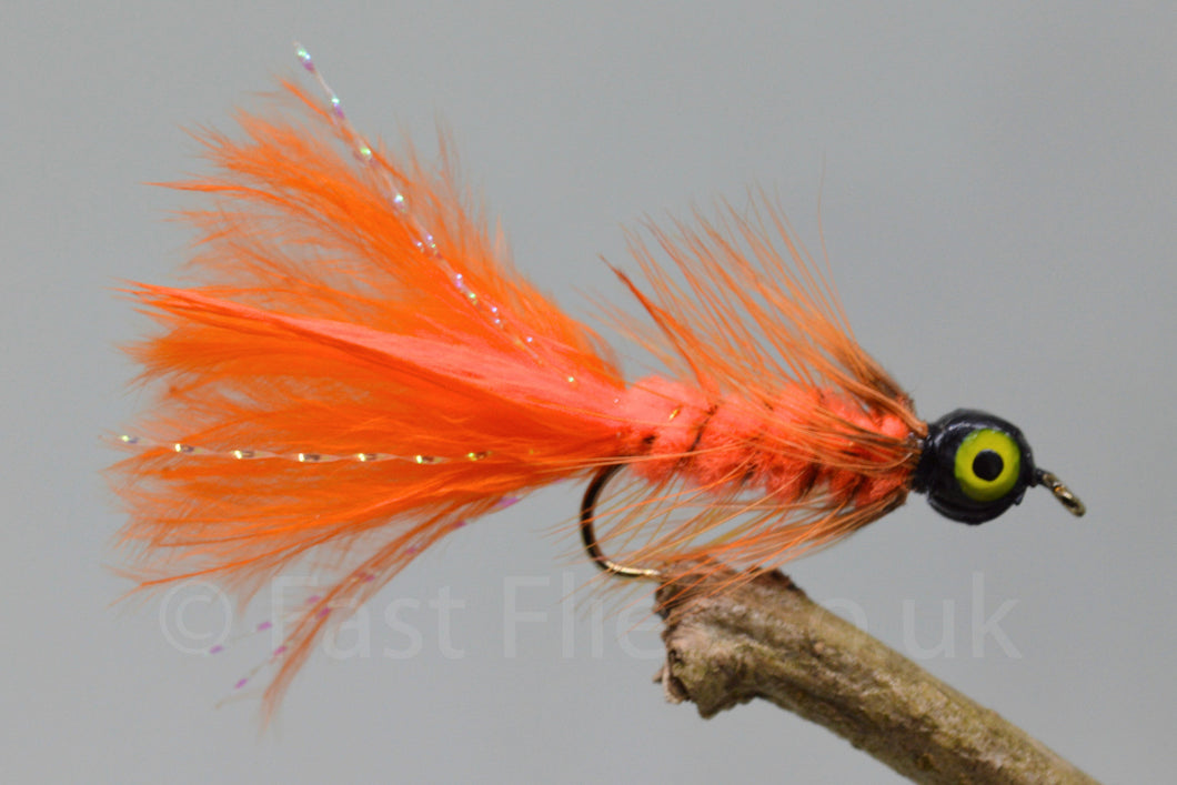 Lead Head Orange Dog Nobbler x 3 - Fast Flies top trout flies