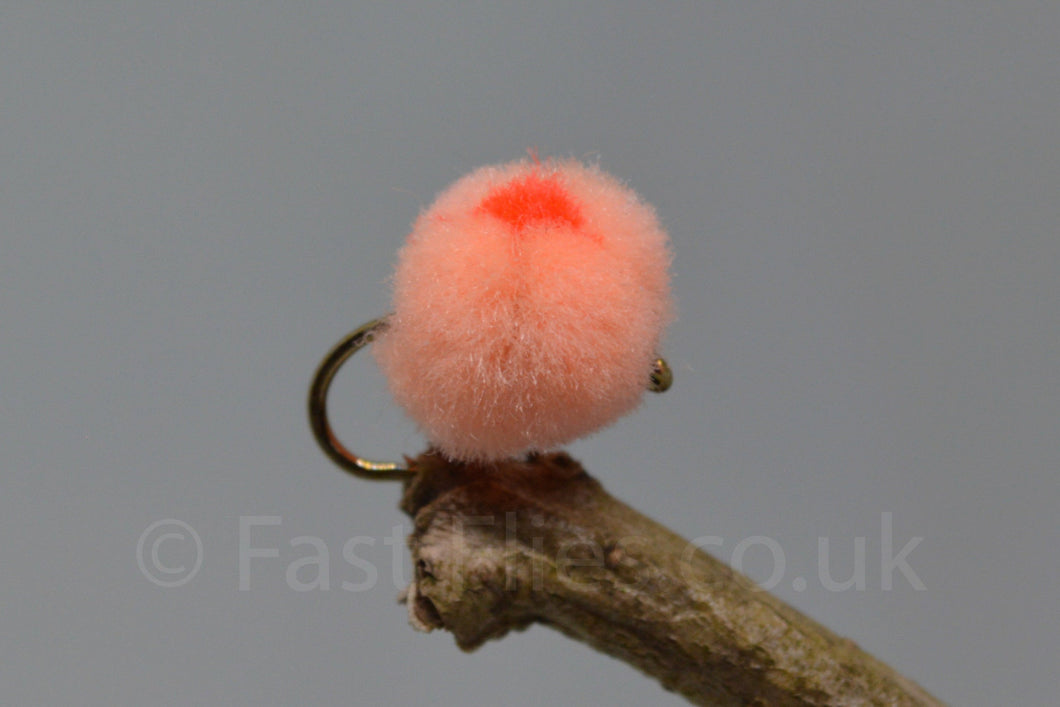 Peach Flame Dot Eggs x 3 - Fast Flies top trout flies