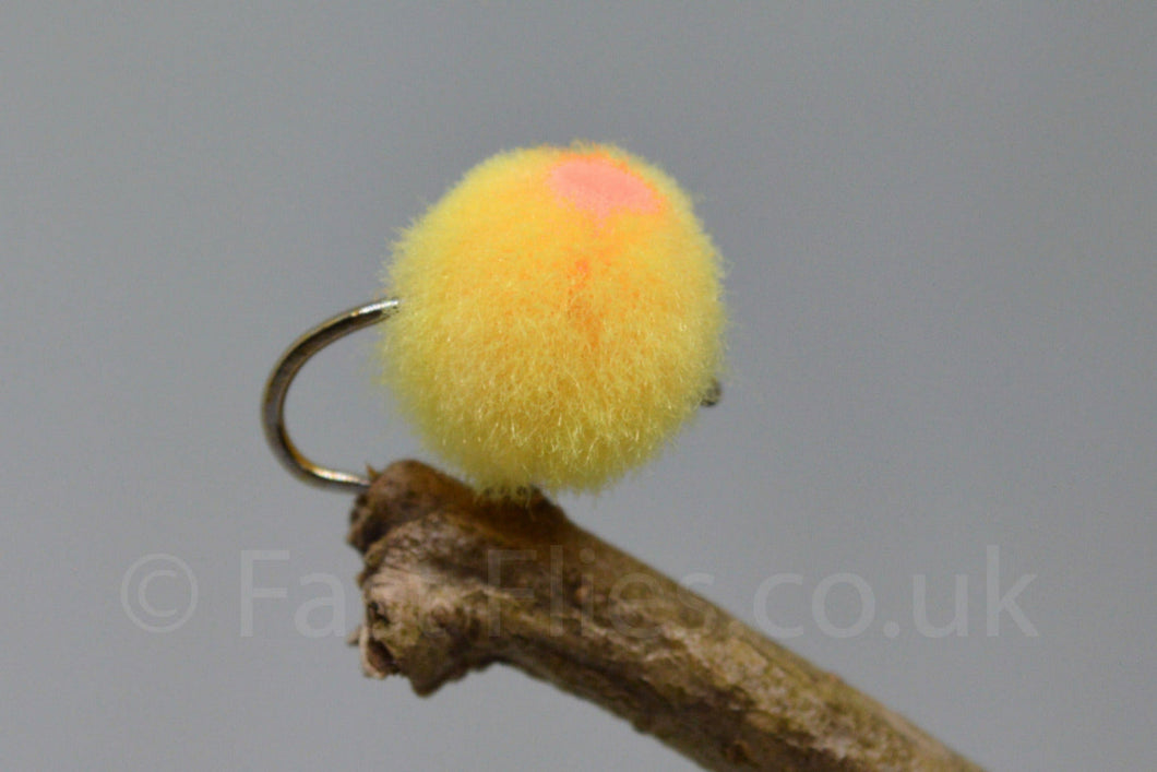 Yellow & Orange Flame Dot Eggs x 3 - Fast Flies top trout flies