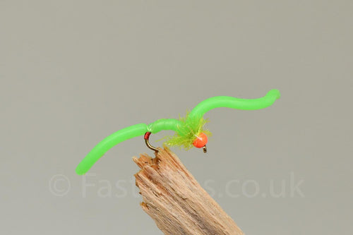 Green Squirmy worm x 3   (Barbed or Barbless)