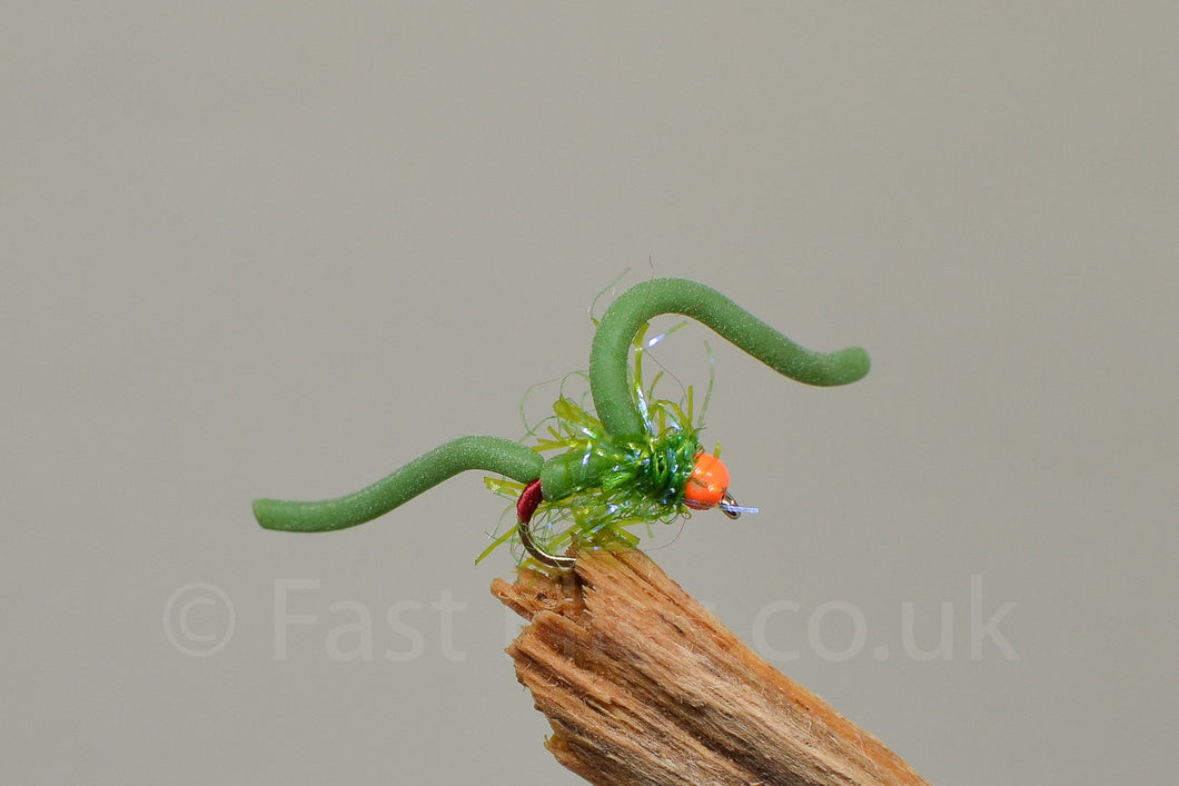Dark green Squirmy worm x 3   (Barbed or Barbless)