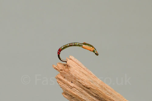 Olive Crisp Red Butt x 3 - Fast Flies top trout flies