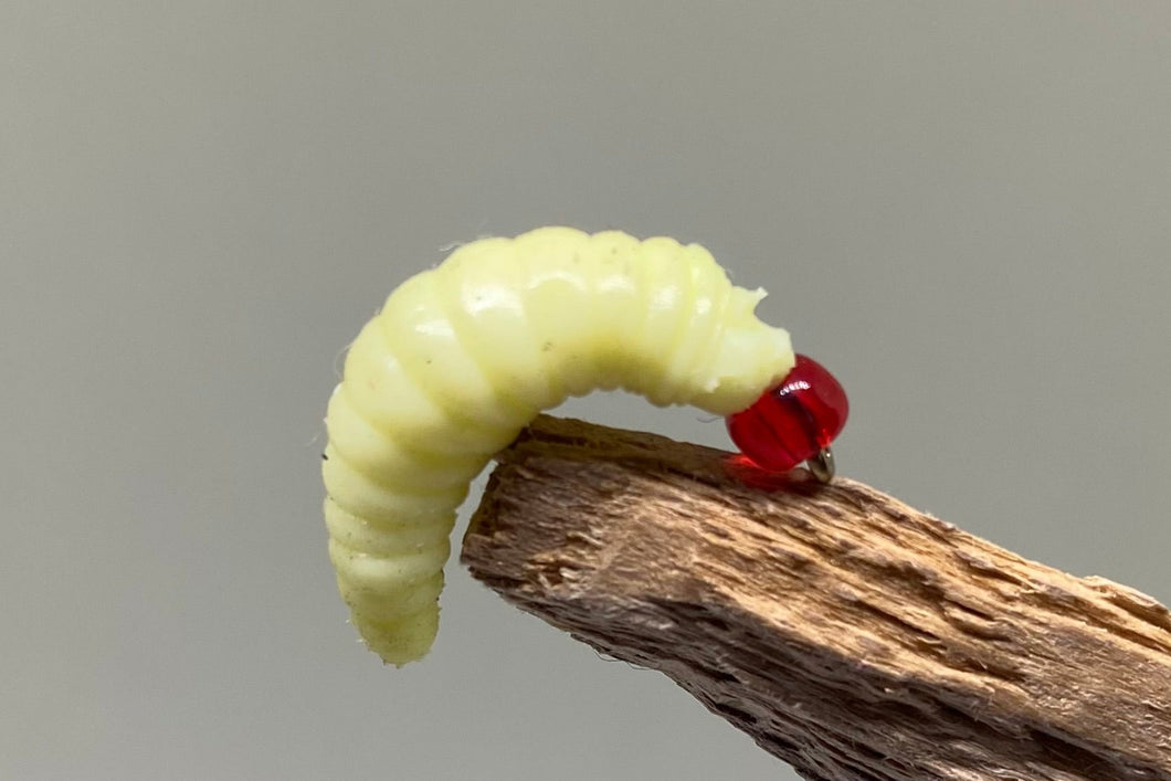 Cream Jelly Maggots x 3  (Barbed)