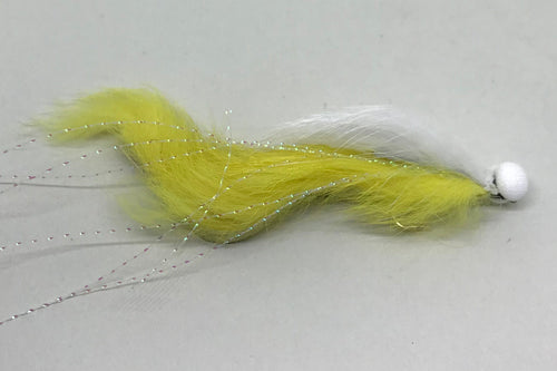 White & Yellow Boobie (Double long shank hook) Snake x 1  (Barbed)